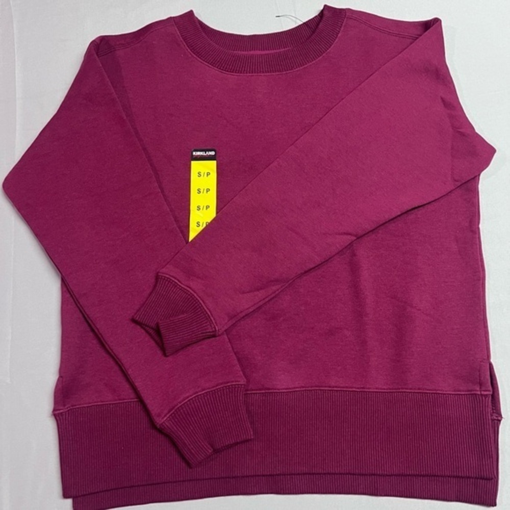 Kirkland Signature Fleece Sweater Crew Neck Size Small Burgundy